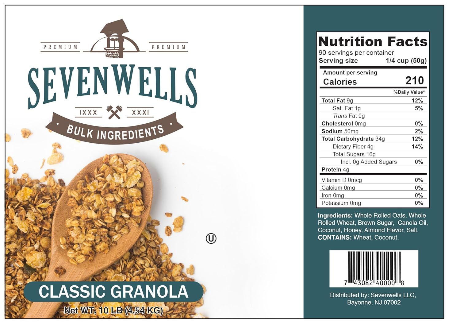 Sevenwells Granola Clásico Envase a Granel - Avena-N-Miel ...