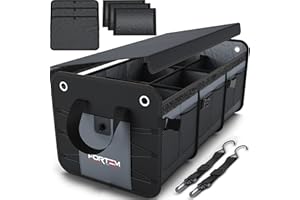 FORTEM SUV Trunk Organizer, Car Organizer, Collapsible Multi-Compartment Storage Bag for Car Accessories for Women Men, Non Slip Bottom, Adjustable Straps, Foldable Cover (Extra Large, Grey)