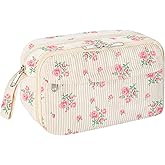 WOBAGMEN Cute Pencil Case,Large Corduroy Zippered Pencil Case Pouch, aesthetic Pencil Bag with Compartments, Pencil Pouch School Supplies (HY-corduroy pc-pink floral)