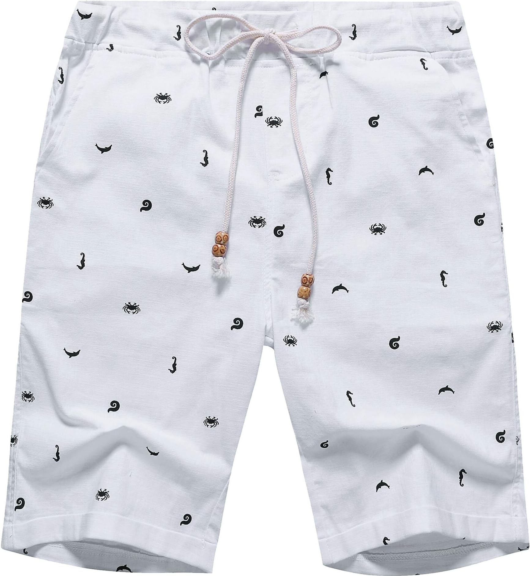 Men's Linen Casual Classic Fit Short Summer Beach Shorts