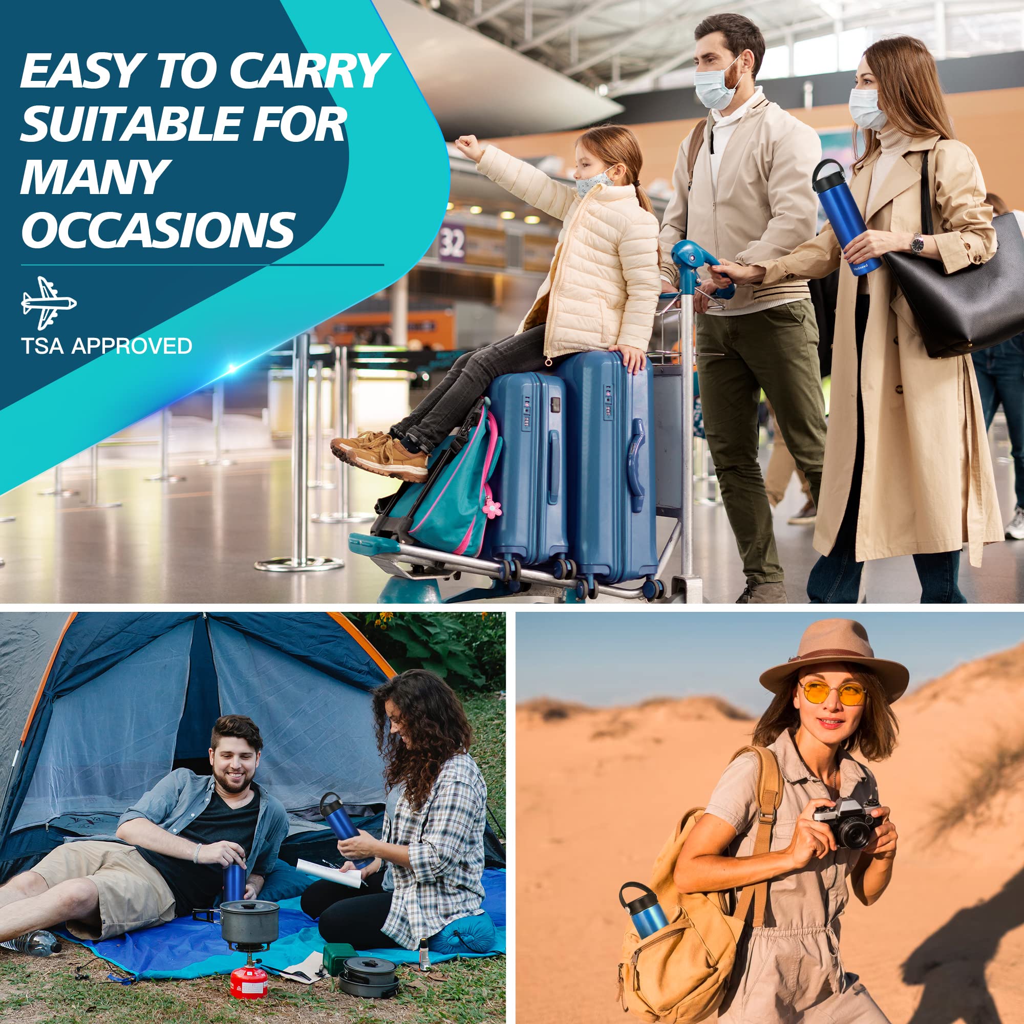 Insulin Cooler Travel Case TSA Approved, Refrigerated Medicine Case with Ice Packs, 60H 3 Pens Medicine Travel Cooler for Diabetes, Medication Organizer for Diabetic Supplies Carrying (Blue)