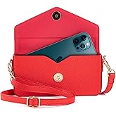 LITOU universal wallet phone case crossbody wristlet pouch purse Compatible for iPhone 14/13/12 Series,Samsung Galaxy S23/S22/S21 Series,A14/A24/A34/A53/A54/A52.Red