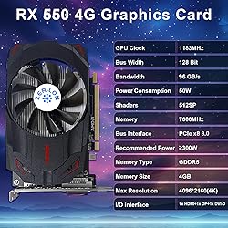 ZER-LON Radeon RX 550 4GB Graphics Card, GDDR5 128