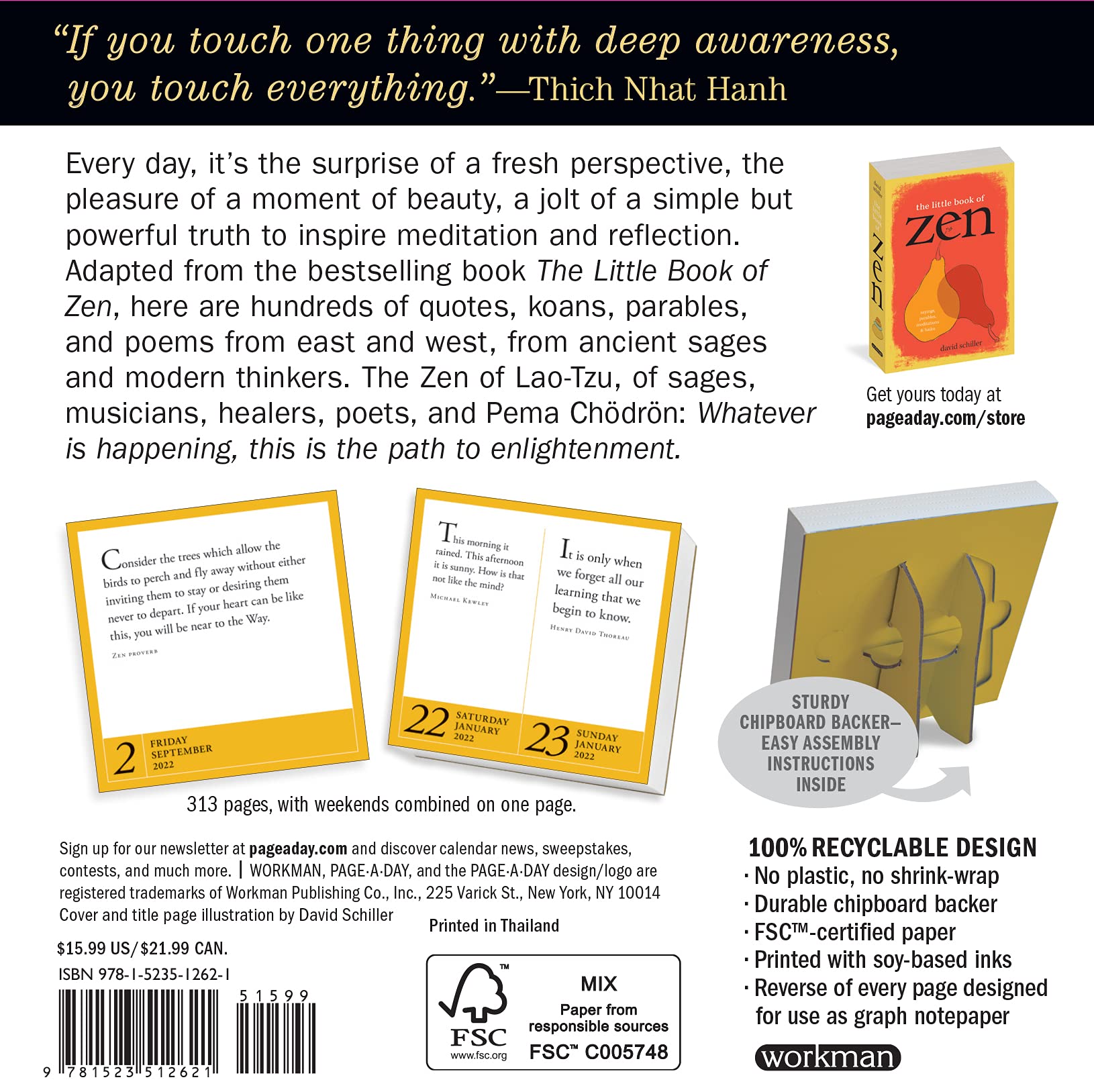Amazon.com: A Year Of Zen Page-A-Day Calendar 2022: Sayings, Parables, Meditations & Haiku For 2022: 9781523512621: Workman Calendars, Schiller, David: Books