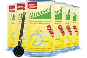 Almased Vanilla Protein Powder for Women & Men - Gluten-Free Meal Replacement Powder Supports Weight Loss & Muscle Retention - Low-Glycemic High Plant Based Protein Shake - 17.6 oz (6 Pack)