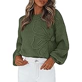 PRETTYGARDEN Womens Sweaters 2026 Fall Fashion Long Sleeve Crewneck Floral Knit Pullover Sweater Tops Winter Clothes