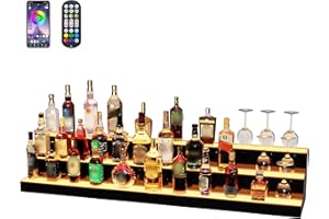 MESAILUP MESAlLUP Acrylic 60 Inch 3 Tier Detachable LED Lighted Liquor Bottle Display Shelf with Remote Control, Mulit Colorl Lighting Shelves for Home Mini Bar Restaurants & Party Use(Without Power Bank)