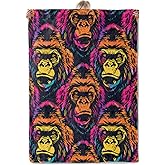 Aonimonis Gorilla Throw Blanket Gifts for Women, Soft Fuzzy Warm Cozy Flannel Blankets for Bedroom, Travel, Couch, Home Decor 50x60 in