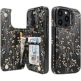 uCOLOR for iPhone 16 Pro Wallet Case with Card Holder, PU Leather RFID Blocking iPhone 16 Pro Wallet Folio Flip Case for Women Men, Magnetic Clasp Kickstand Design 6.3" (Wild Flowers)
