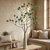 AYLSON 2pcs Christmas Decor Selected Floral Picks Green Plants 30 inch Artificial Pine Needle Branches Wreath Accessories Vase Fillers Winter Interior Decoration Fake Tree DIY Wreath
