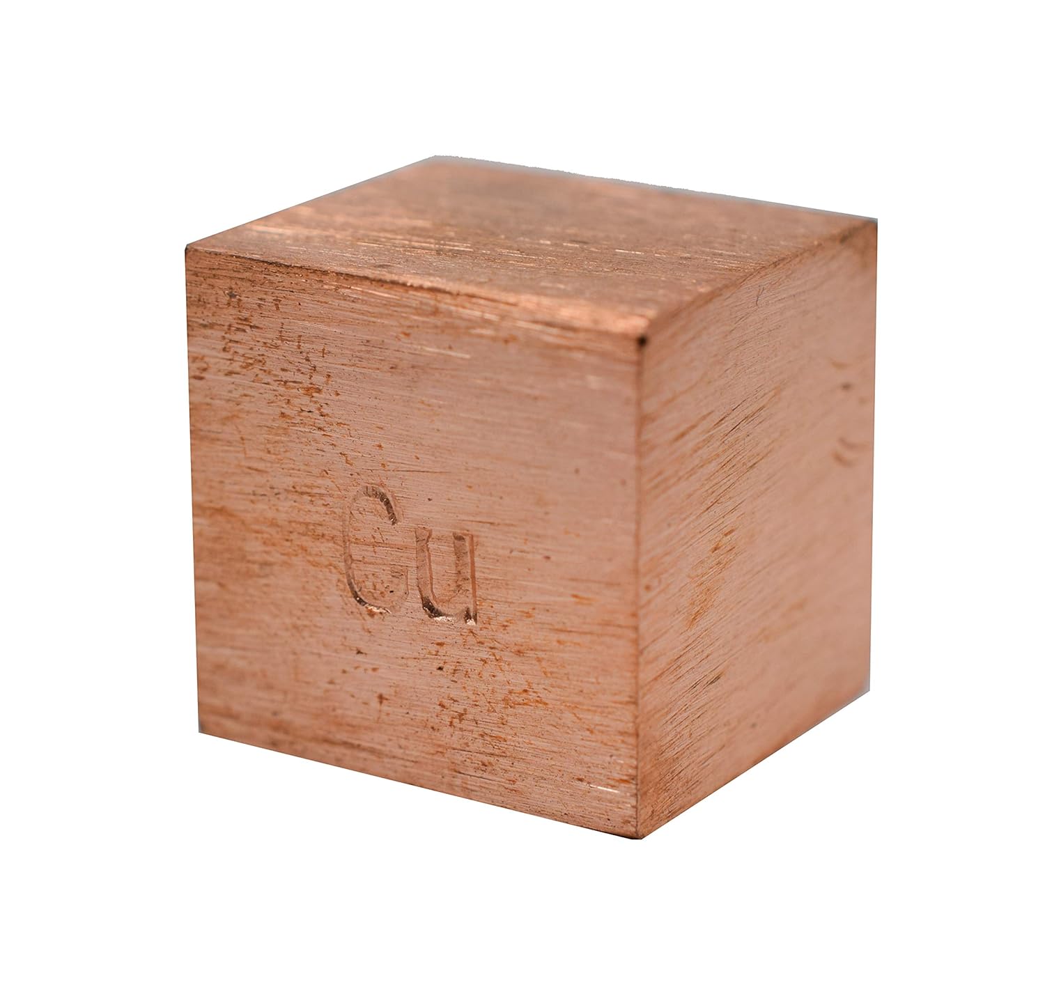 Density Cube, Copper (Cu) with Element Stamp 0.8 Inch (20mm) Sides