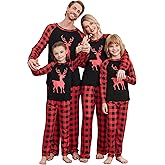 Ekouaer Christmas Pajamas for Family Matching Sets Long Sleeve Xmas Pj Set Soft Holiday Sleepwear S-XXL