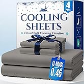 SLEEPHORIA Cooling Sheets - BreezeWeave 4 PC Full Size Cooling Bed Sheets for Hot Sleepers & Deep, Cool Rest - Cloud Soft, Silky Smooth, 16 in Deep Pocket, Ultra Durable (Cool Grey)