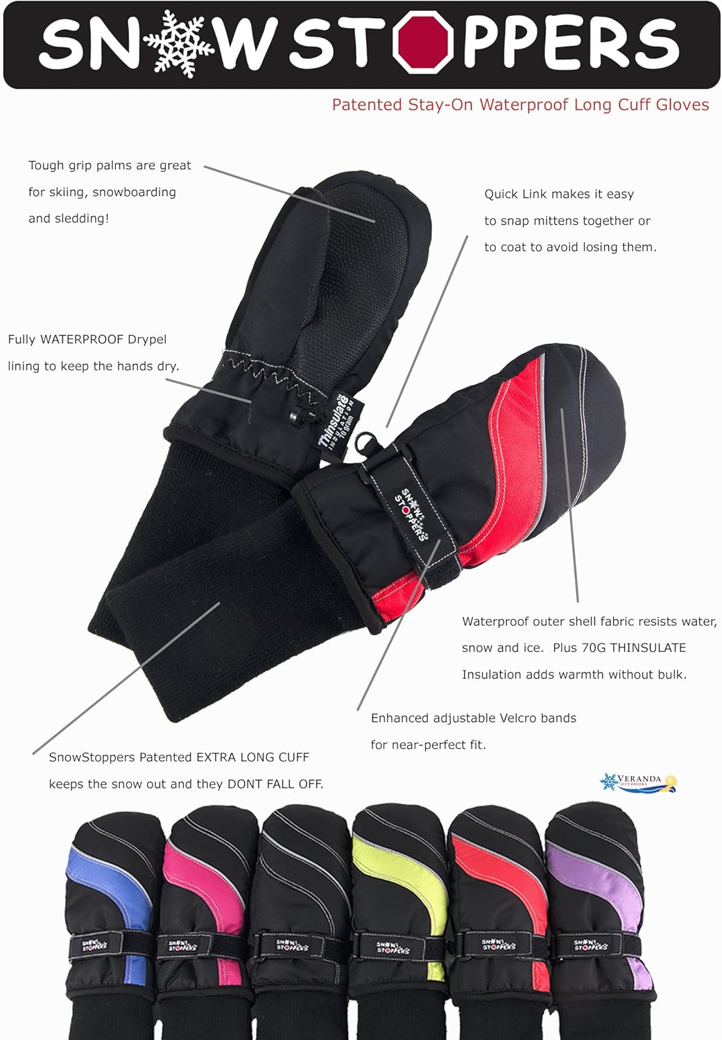 SnowStoppers Kid's Waterproof Ski & Snowboard Winter Mittens: Clothing