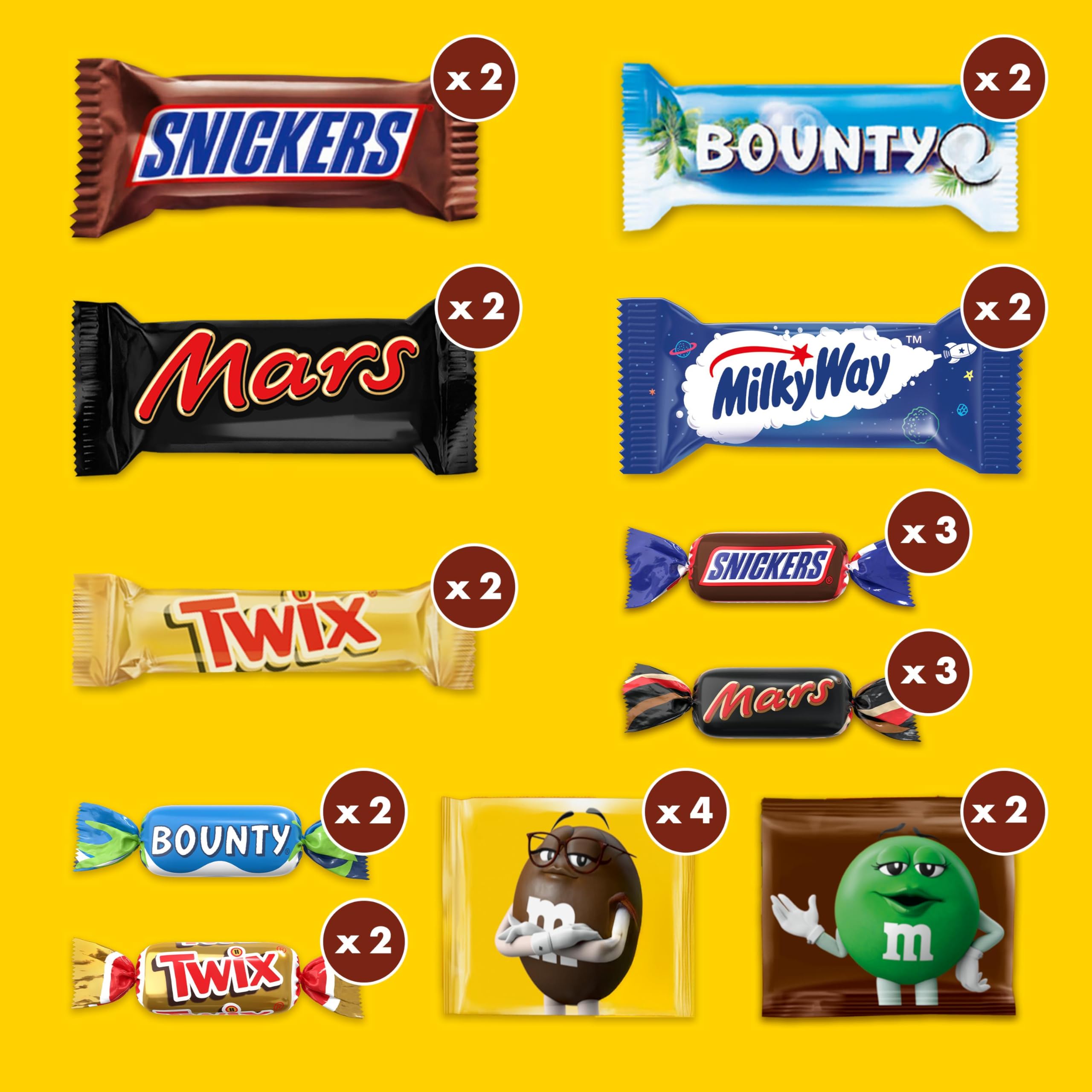 M&M'S & Friends Adventskalender mit M&M'S, Bounty, Mars, Milky Way, Snickers und Twix I 361 g Süßigkeiten zum Verschenken und für Weihnachten 3