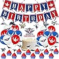 Fighter Jet Party Supplies, Top Air Force Gun Birthday Decorations, Aircraft Party Decorations Include Military Jet theme Banner Hanging Swirl Balloons Cake & Cupcake Toppers