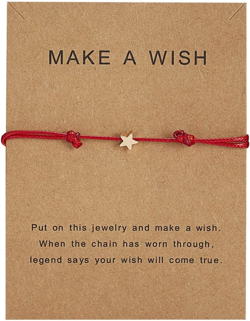 LouiseEvel215 Fashion Make A Wish Paper Card Star Woven Adjustable Rope Chain Copper Bracelet Accessories for Daily Wear