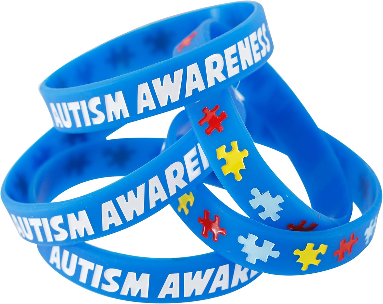 Forge Autism Awareness Wristbands - Colorful Puzzle Pieces Silicone Bracelets (1 Wristband): Jewelry