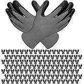 YOUKE OLA 120 Pair Gardening Gloves for Men Women, Breathable Rubber Coated Garden Gloves Working Gloves for Gardening, Construction Black 9/Large