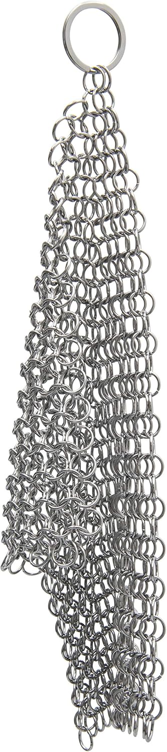 SILVERIO Cast Iron Skillet Cleaner - Heavy Duty Stainless Steel 7” x 7” Chainmail Scrubber - Cleans Pre-Seasoned Pots, Pans, Dutch Ovens, Griddles - Complete with 2 Scouring Sponges: Health & Personal Care