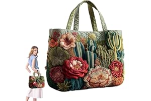 Vintage Quilted Tote Bag Women Lightweight Travel Bag Purse Cotton Shoulder Tote Bag For Shopping Grocery & Beach Bag