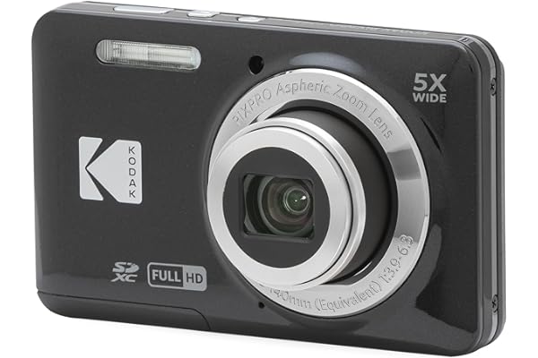 KODAK PIXPRO FZ55 16MP Compact Digital Camera, 5X Optical Zoom, Black | 1080p Full HD Video, 28mm Wide Angle Lens, 2.7 Inch LCD, Point and Shoot, Vlogging Camera, Li-Ion Battery