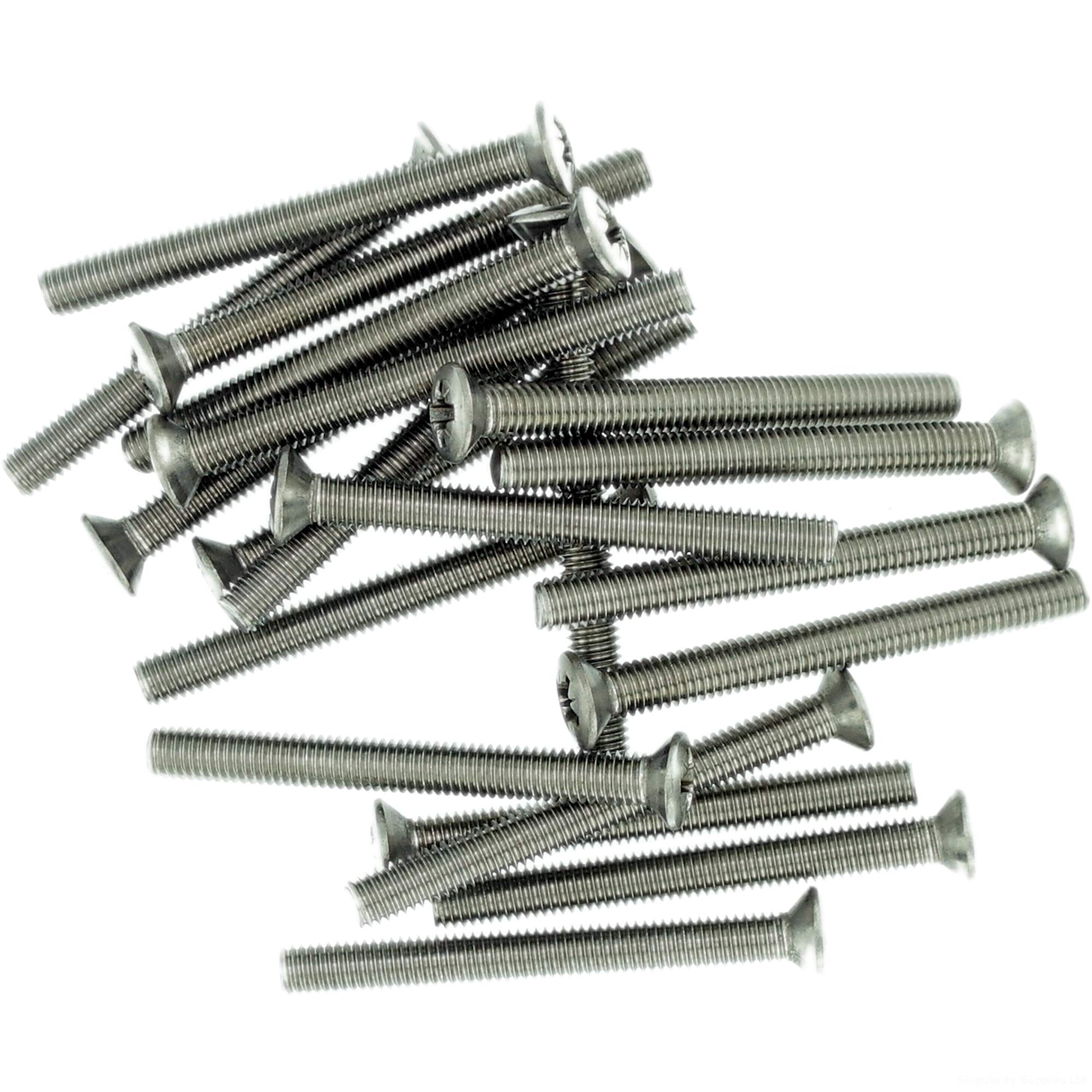 M5 (5mm x 14mm) Pozi Raised Countersunk Machine Screw (Bolt) - Stainless Steel (A2) (Pack of 20)