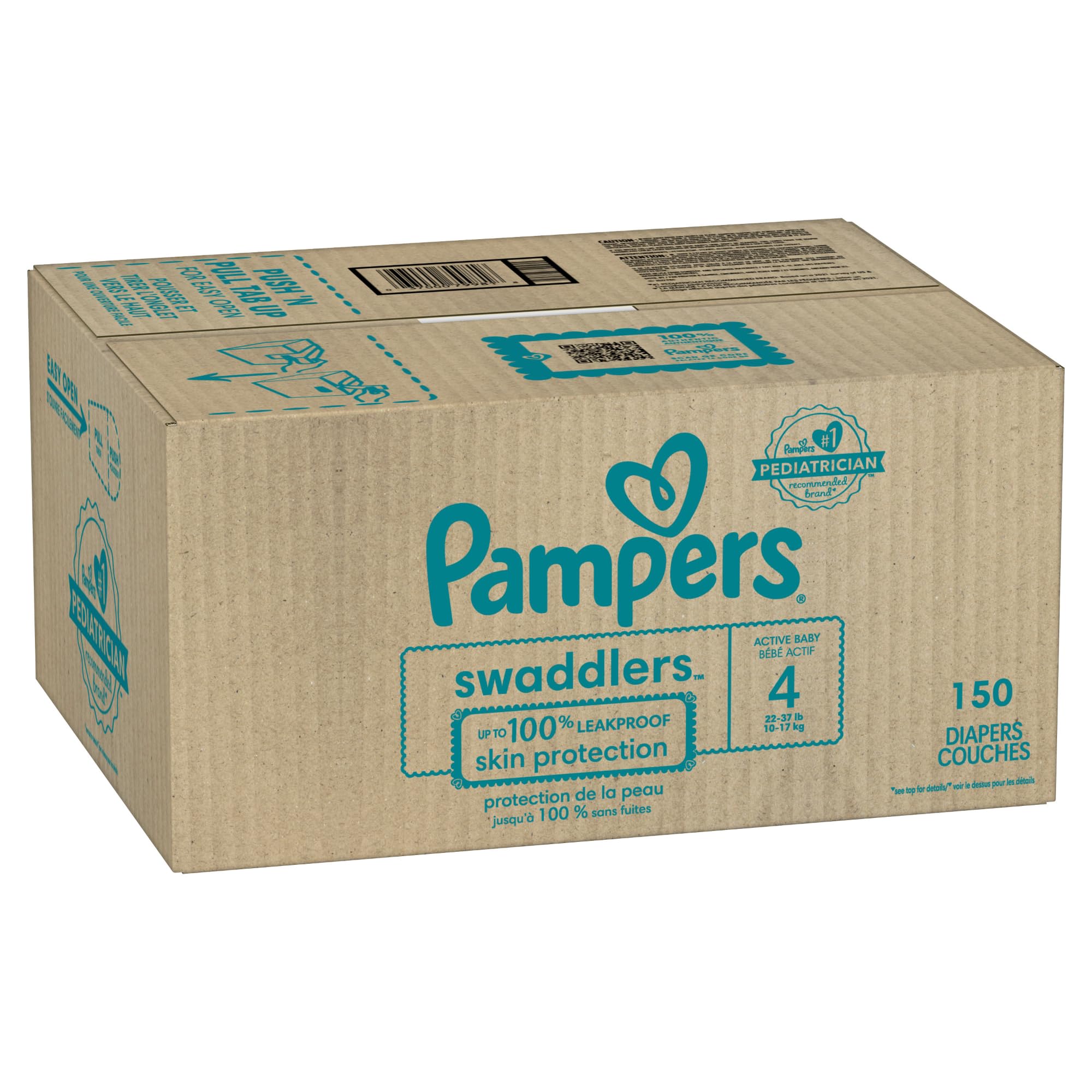 Pampers Baby Diapers - Swaddlers - Size 4, 150 Count, Ultra Absorbent Disposable Infant Diaper