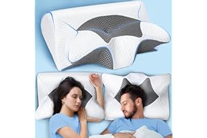 SAHEYER Cervical Neck Pillow, Ergonomic Memory Foam Pillow for Neck Pain Relief, 2 in 1 Support Pillow for Side, Back and Sto