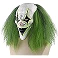 QNGCOLRCY Clown Joker Mask for Halloween with Green Wig Adult Creepy Cosplay Costume Masks