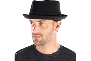 Funky Junque Porkpie Fedora Hats for Men – Classic Wool Blend Trilby Dress Hat, Short Brim Fedoras for Formal & Casual Wear