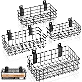 INCLY 4 Pack Black Metal Slatwall Baskets Set, Mounted Slatwall Accessories | Hanging Storage Slat Wall Basket, Mounted Slatwall Accessory for Garage Rooms Shops Storage Organizing Display