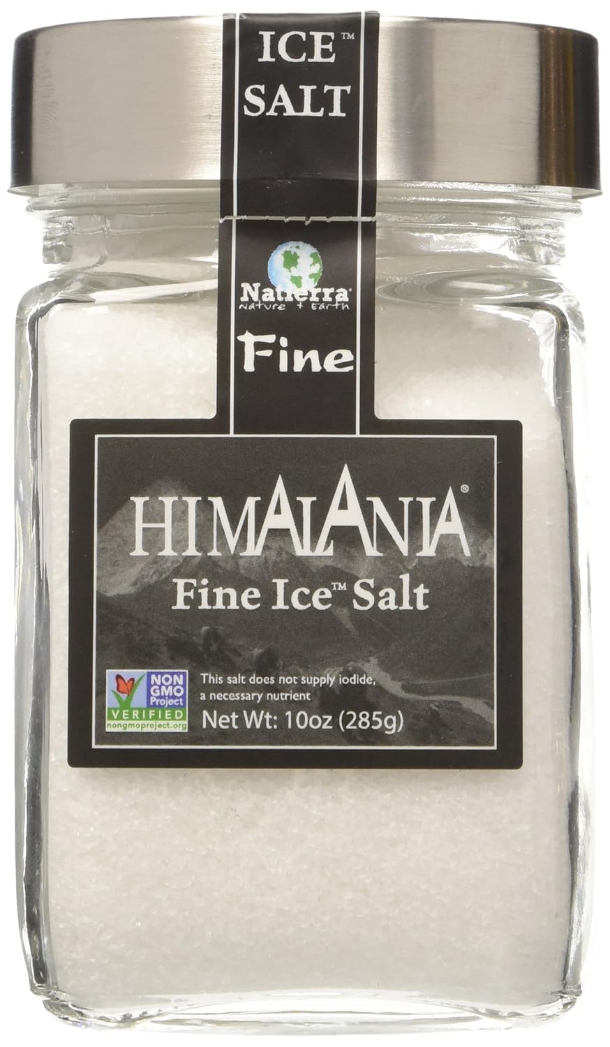NATIERRA Himalania Himalayan Fine Ice Salt in Glass Jar | Unrefined & Non-GMO | 10 Ounce : Grocery & Gourmet Food