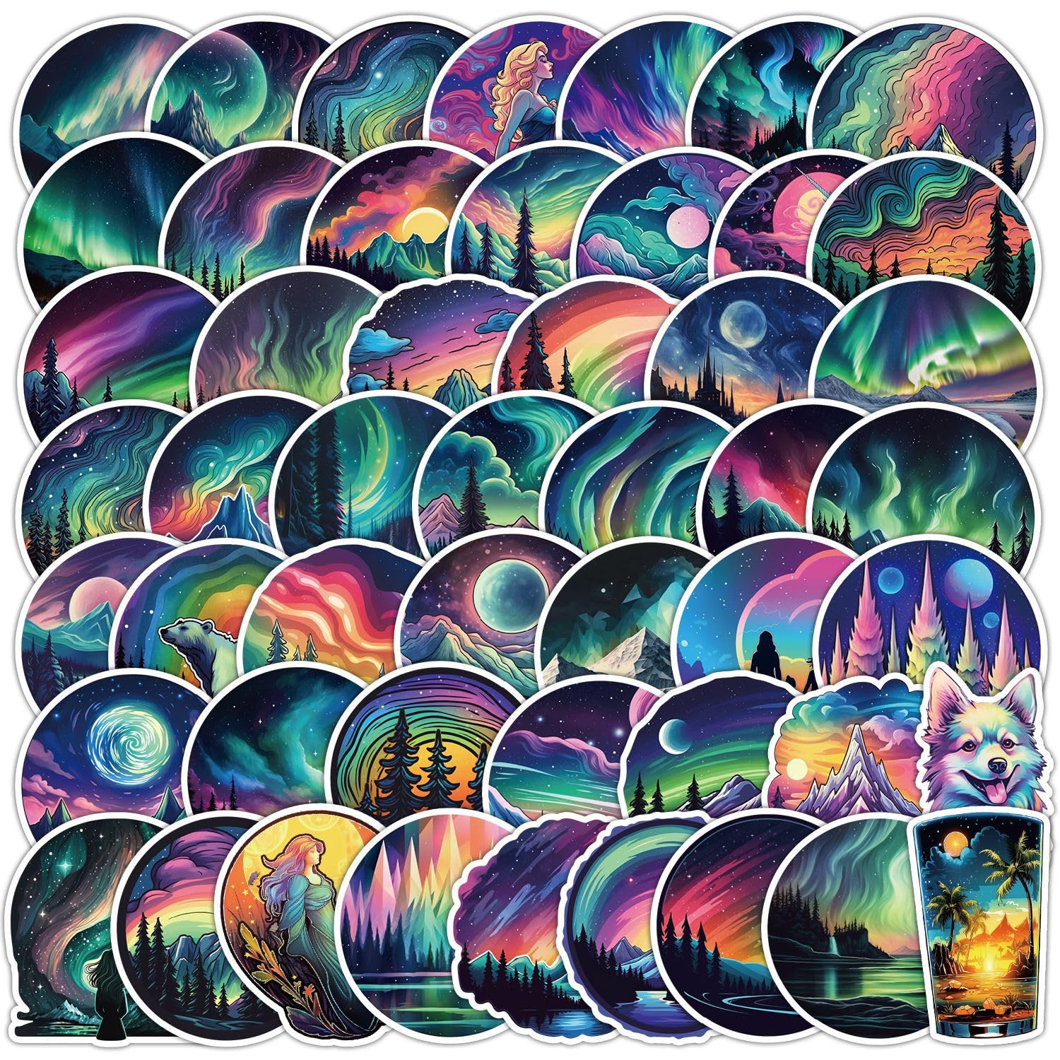 50 Pcs Northern Stickers for Kids Teens Adults Boys Girls Gift,Stickers Pack for Laptop,Skateboard,Luggage,Car,Bike, Cup,Computer,Water Bottle Decor,Northern Vinyl Waterproof Sticker Decals
