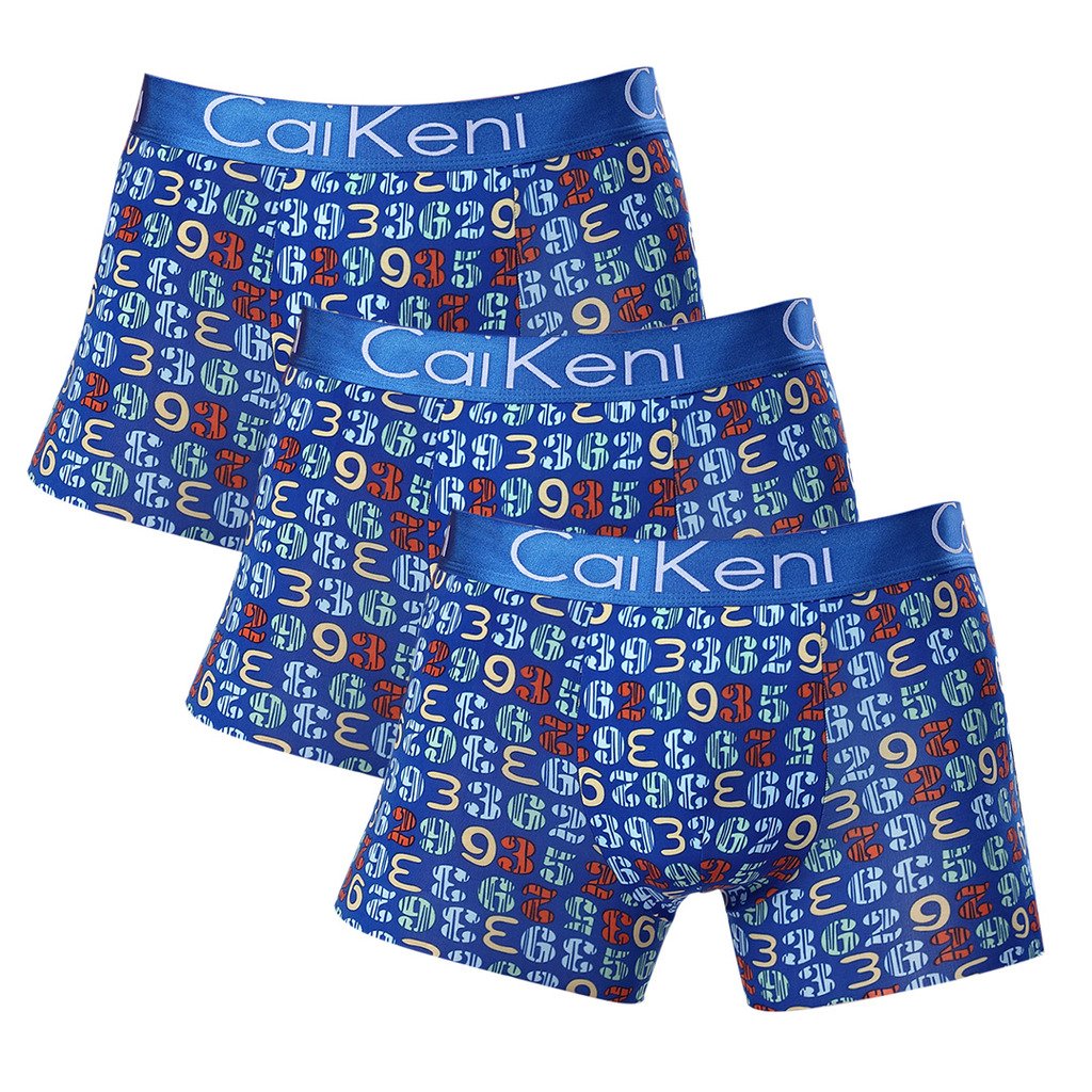CAIKENI Men 3 PIC Underwear Trunks Comfort Soft Boxer Short Blue XL