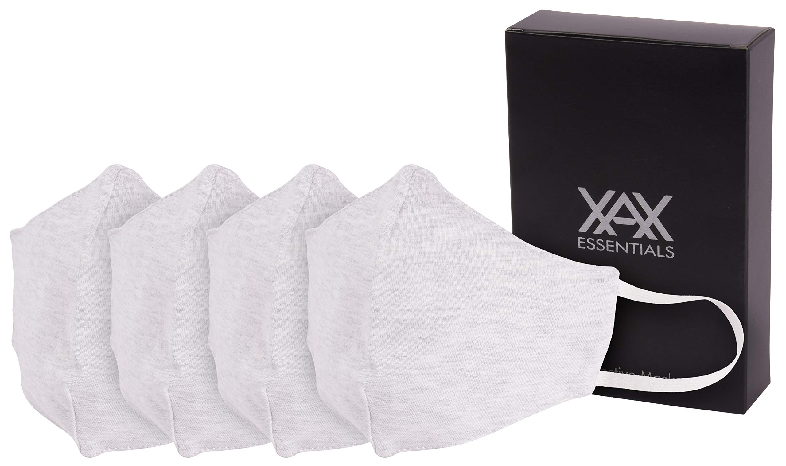 4 Pack 3 Layer Cotton Face Masks Washable Protective Facial Masks with Elastic Loops, Breathable Masks for Dust and Pollutants White…