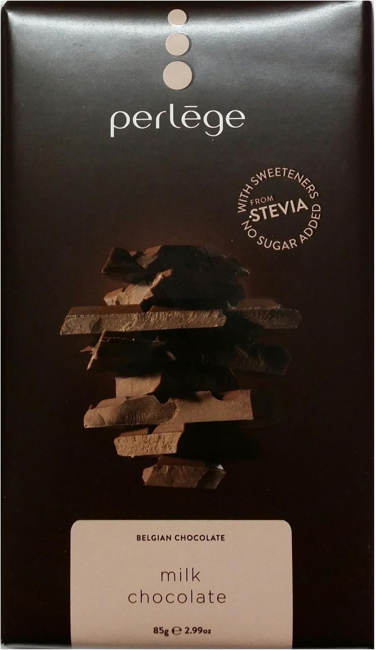 Perlege Chocolate with Stevia - 85g per Bar (Milk - 85g, 6 Bars)