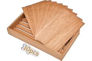 CUIYKAI 10 Pieces Spanish Cedar Wood Sheets for Cigar Humidor, Large Size 5.5"x8.2"x0.02" Easy to Cut and Manipulate, Thin Wood Chip for Dividing or Lighting Up Cigars, Wooden Sheets for Types of Humidors