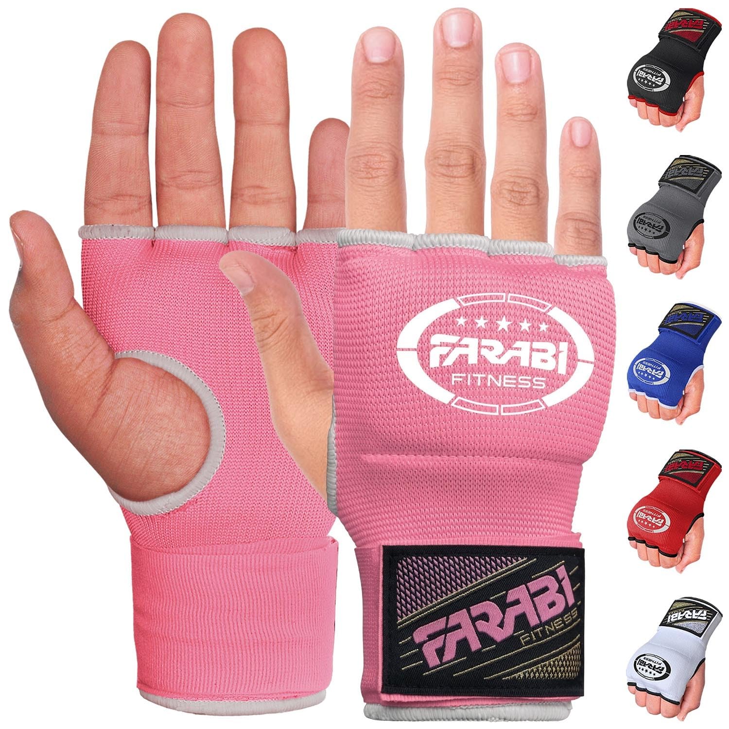 Farabi Sports Gel Padded Boxing Inner Gloves for Men & Women - Boxing Hand Wraps with 80cm Quick Elastic Wrist Strap - Under Mitts Handwraps for MMA, Muay Thai, Kickboxing, Punching & Martial Arts