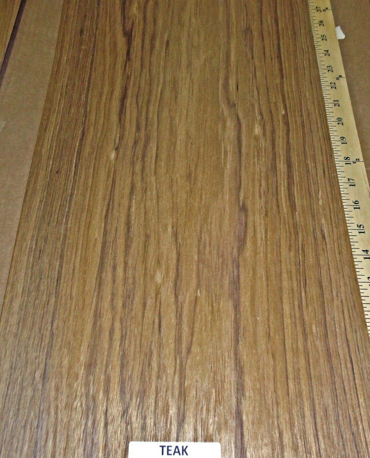 Teak wood veneer 11" x 22" with no backing raw A quality grade 1/42