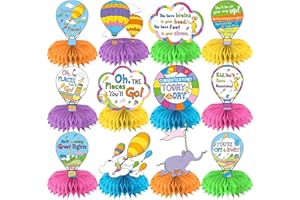 BISWITER 8Pcs Oh The Places You'll Go Decorations Honeycomb Centerpieces, Oh The Places You'll Go Decorations Classroom Table Centerpiece, Oh The Places You'll Go Kindergarten Graduation Table Decorations