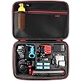 HSU Carrying Case for GoPro Hero 13, 12, 11, 10, 9, 8, 7, 6, 5 Black, AKASO Campark and Accessories, GoPro Travel Case with Fully Customizable Interior, Action Camera Storage Bag（Large）