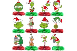 HIGZYOVN Green Monster Honeycomb Centerpieces Whoville Christmas Table Decorations Holiday Party Decorations for Christmas Party Table Decorations Funny Christmas Party Decorations
