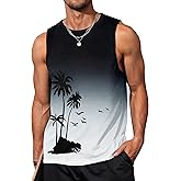 Gosuif Mens Graphic Tank Tops Sleeveless Muscle Shirts Beach Hawaiian Coconut Tree Patriotic Tank Tops