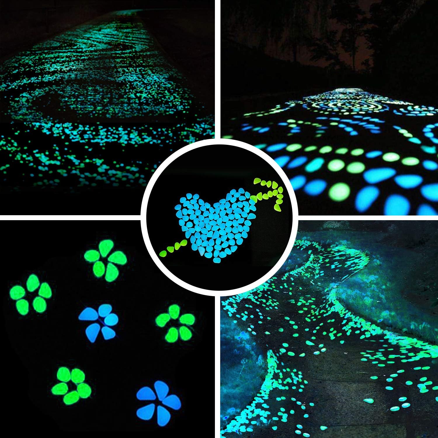 SUNNEST Glow in The Dark Pebbles, Glow Garden Stones for Garden/Fish Tank/Aquarium/Plant Pots/Bonsai Walkway/Driveway Moonlight Yard Plant Decorations 200pcs : Garden & Outdoor