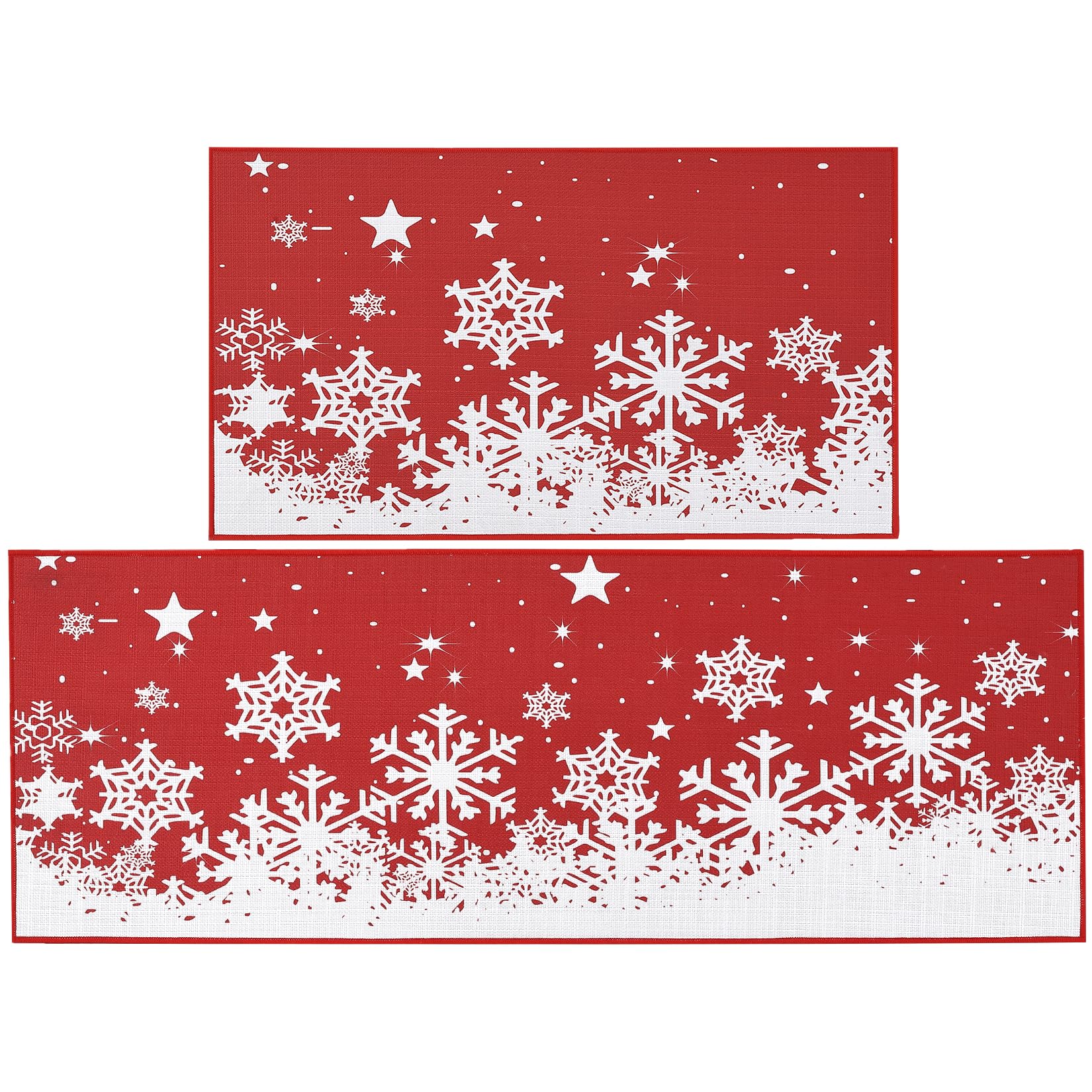 CAROMIO Christmas Kitchen Rugs Set of 2 Winter Holiday Xmas Snowflake Kitchen Floor Mats Non-Slip Doormat Runner Rug Decorative Kitchen Mat for Home Christmas Decor, 17"x29"+17"x47" - Image 2