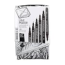 Derwent 2302206 Graphik Line Maker Drawing Pens - Black, Pack of 6