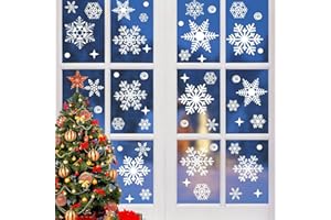 UORYBWANAI Christmas Window Clings for Glass Christmas Window Decals Snowflakes 138 PCS Xmas Decals Decorations Clings Stickers for Christmas Decorations Snowflake Window Clings Winter Window Clings