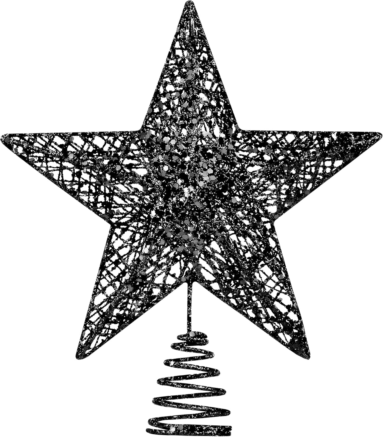 Tree Toppers - URATOT Glittered Christmas Tree Topper Metal Christmas Treetop Hallow Wire Star Topper for Christmas Home Decoration