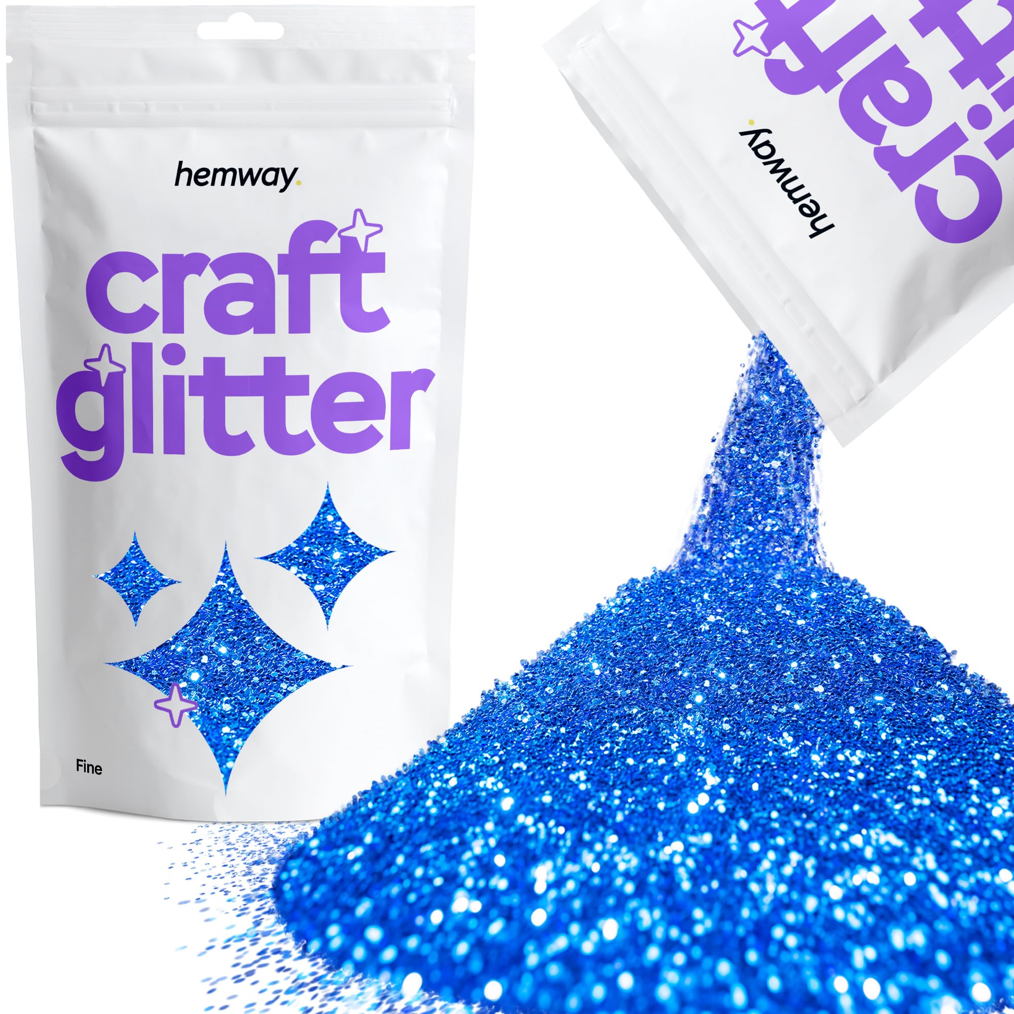 Hemway Craft Glitter Sapphire Blue 100g Fine Glitter for Crafts, Resin, Cosmetic, Nail, Face, Body, Festival, Tumblers, Art, Candle, Crafting